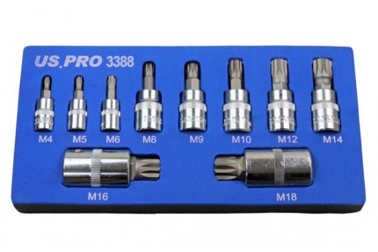 Spline / veeltand doppenset in foam inlay 10-delig